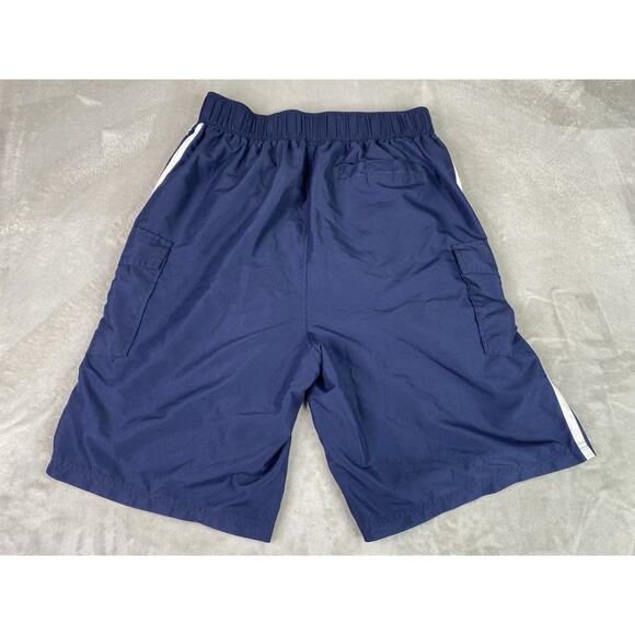 KS Island Men’s Big & Tall Navy Blue Double Stripe Swim Board Shorts - Picture 12 of 13